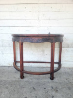 Antique Oriental Demi Lune Wood Console Table