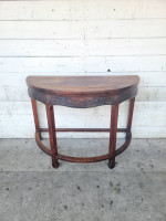 Antique Oriental Demi Lune Wood Console Table