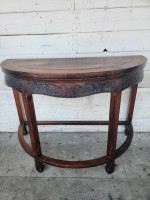 Antique Oriental Demi Lune Wood Console Table