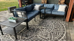Nice outdoor sectional couch, chair set and table
