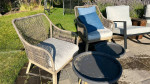 Nice outdoor sectional couch, chair set and table