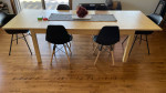 new mid century style 4’ round walnut dining table