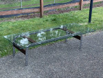 Mid century, modern  GLASS / CHROME/WOOD  coffee TABLE