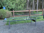 Mid century, modern  GLASS / CHROME/WOOD  coffee TABLE