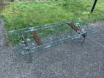 Mid century, modern  GLASS / CHROME/WOOD  coffee TABLE