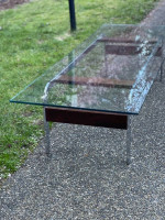 Mid century, modern  GLASS / CHROME/WOOD  coffee TABLE