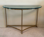 Antique Labarge Hollywood Regency Brass Glass Sofa Console Entry Table