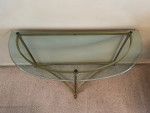 Antique Labarge Hollywood Regency Brass Glass Sofa Console Entry Table