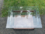 Mid century, modern  LANE GLASS / CHROME/WOOD  coffee TABLE  Side table