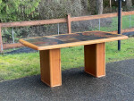 Mid Century Modern Danish Wood and Stone dining  Table.