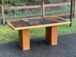 Mid Century Modern Danish Wood and Stone dining  Table.