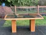 Mid Century Modern Danish Wood and Stone dining  Table.