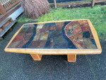 Mid Century Modern Danish Wood and Stone dining  Table.