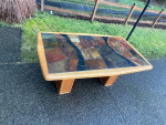 Mid Century Modern Danish Wood and Stone dining  Table.