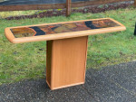 Mid Century Modern Danish Wood and Stone Console Table.
