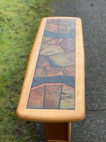 Mid Century Modern Danish Wood and Stone Console Table.