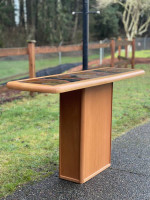 Mid Century Modern Danish Wood and Stone Console Table.