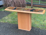 Mid Century Modern Danish Wood and Stone Console Table.