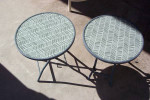 Grey chevron glass patio table - 1 available