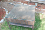 Patio or outdoor resin wicker table