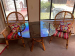 wicker table and 4 chair set