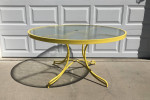 Round Glass Top Patio Table with Umbrella Hole