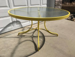Round Glass Top Patio Table with Umbrella Hole