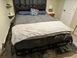 Bedroom set - queen bed, nightstand, mattress, end table, area rug