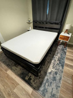 Bedroom set - queen bed, nightstand, mattress, end table, area rug