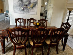 Extendable dining room table and chairs