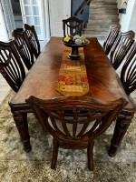 Extendable dining room table and chairs