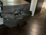 Orig $2700.Distressed Silver Console Teak Root Table