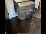 Orig $2700.Distressed Silver Console Teak Root Table