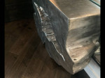 Orig $2700.Distressed Silver Console Teak Root Table
