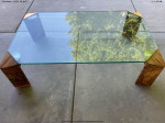 Orig $8,500. High End Glass and Zebra Wood Coffee Table