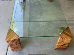 Orig $8,500. High End Glass and Zebra Wood Coffee Table