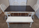Refinished Farmhouse Dining Table and Chairs Set