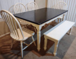 Refinished Farmhouse Dining Table and Chairs Set