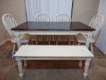 Refinished Farmhouse Dining Table and Chairs Set