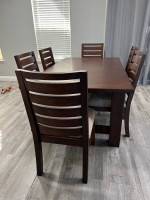 7 piece wood dining table and chairs real wood dining set