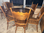 Oak table and six chairs