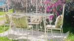 Shabby chic white iron table outdoor dining set