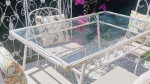Shabby chic white iron table outdoor dining set