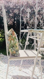 Shabby chic white iron table outdoor dining set