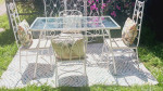 Shabby chic white iron table outdoor dining set