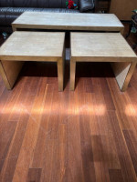 Mid century coffee table and two end tables stacking tables made by Dwell Studio