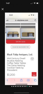 Mid century coffee table and two end tables stacking tables made by Dwell Studio