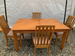 Wood Dining Table with Leaf and 4 Chairs