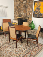 Perfectly Paired Mid Century Modern Dining Table & Chairs with Hutch