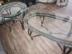 Glass and metal coffee table with end table